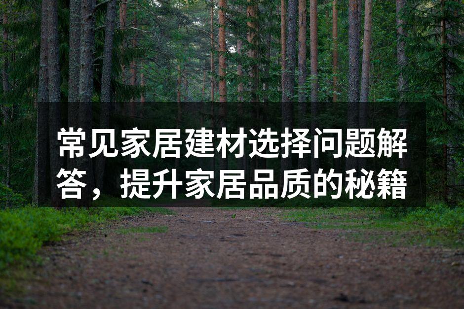 常见家居建材选择问题解答，提升家居品质的秘籍